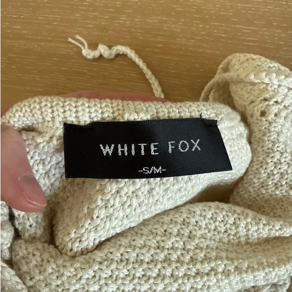 White Fox Midi Dress Crochet Halter Cut Outs Size S/M Beige - Image 4