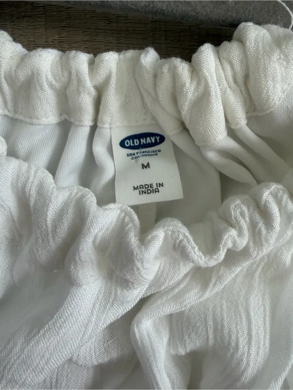 Old Navy White Cotton Sleeveless Tie Strap Crochet Trim Swing Maxi Dress M - Image 6