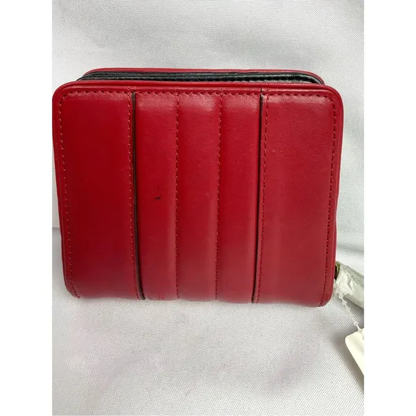 L.A.M.B. Leather Compact Wallet Red Zip Around Gold Logo Plate New NWT - Image 4
