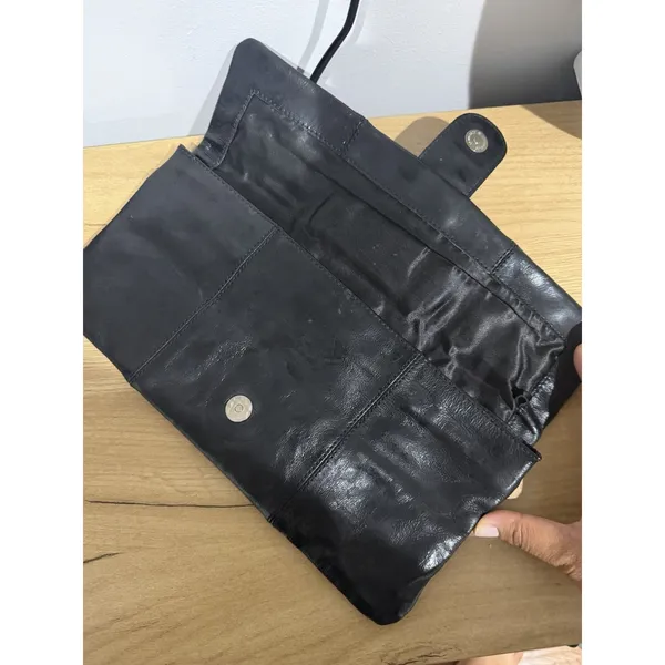 Lulu Townsend Evening Purse Bag Clutch Black Leather M - Image 3