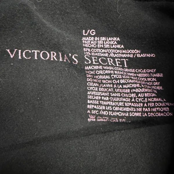 Victorias Secret Black Love Rhinestone Foldover Waist Cropped Leggings L 330785 - Image 4