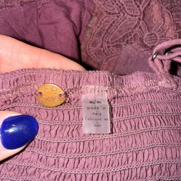 Free People FP One Adella Bralette Women M Purple Excellent Lace Strappy Boho - Image 3