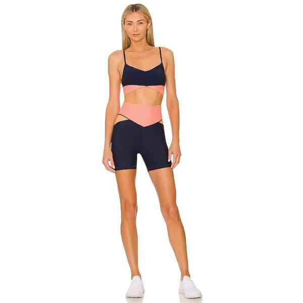 THE UPSIDE Shakti Spin Biker Short Navy Orange Womens Size Small - Image 2