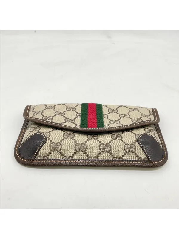 Gucci Beige GG PVC/Leather pouch - Image 3