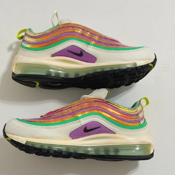 Nike Air Max 97 White Electro Green Fuchsia‎ Glow Sneakers Womens 7 Multicolor - Image 12