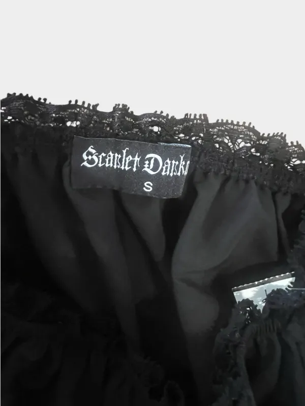 Scarlet Darkness Black Gothic Pirate A-Line Midi Dress Pockets Small - Image 7