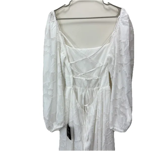 NWT Lulus Flirtatious Nature White Floral Jacquard Lace Up Midi Dress Size LARGE - Image 7