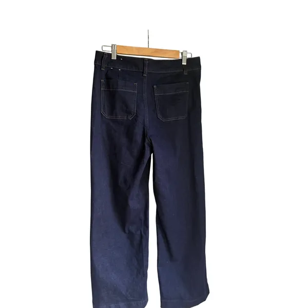 Talbots Dakota Wash Wide Leg Jeans Petite 8P Dark Wash High Rise Stretch Denim - Image 3