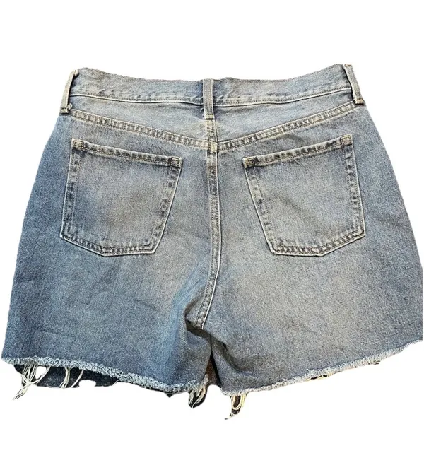 Old Navy Women's Blue Denim Cut-Off Shorts Size 10 High Rise Distressed Button - Image 3