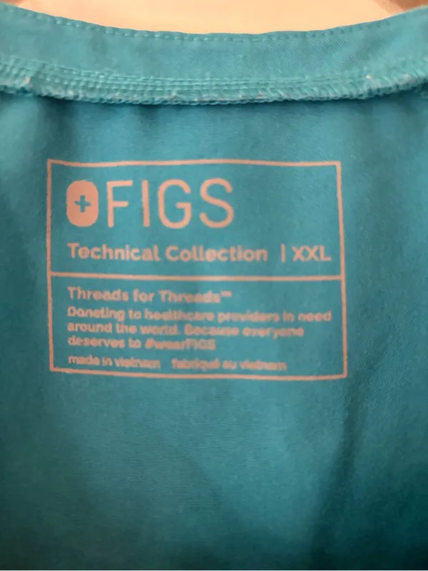 Figs Scrub Top Women Technical Collection Hidden Button Front Size XXL Blue - Image 3