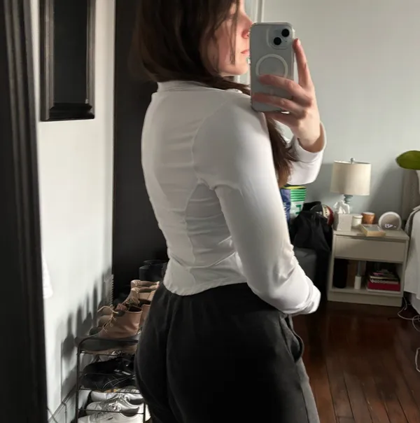 Cropped Workout Zip Up Jacket White Size M - Image 3