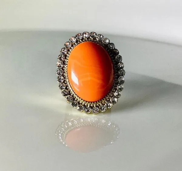 INC Large Coral Stone Ring - Image 6