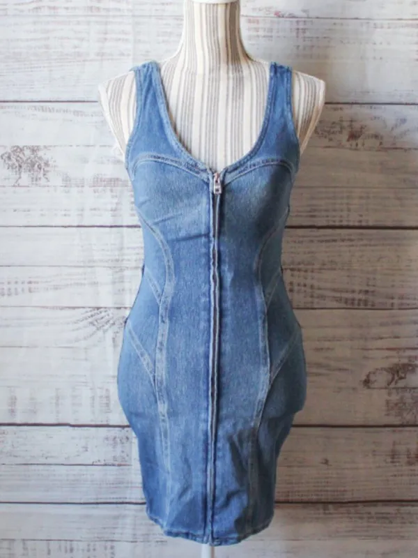 Guess Paneled Denim Bodycon Jeans Mini Dress Size XS - Image 3