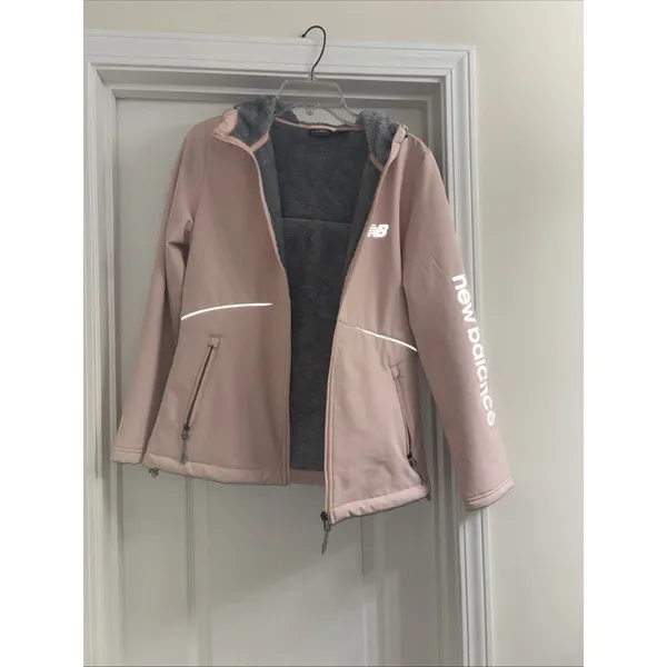 New Balance Women Pink Fleece Lined Hooded‎ Softshell Jacket Size Medium - Image 3