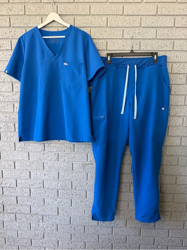 Figs Scrub Set Royal Blue Catarina Top High Waisted Yola Pants Size XL - Image 2