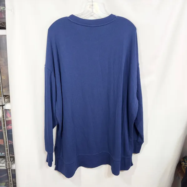 Cabana Crown & Ivy Large Sweatshirt Sequin Lips Pullover Crew Neck Blue‎ 850 - Image 3