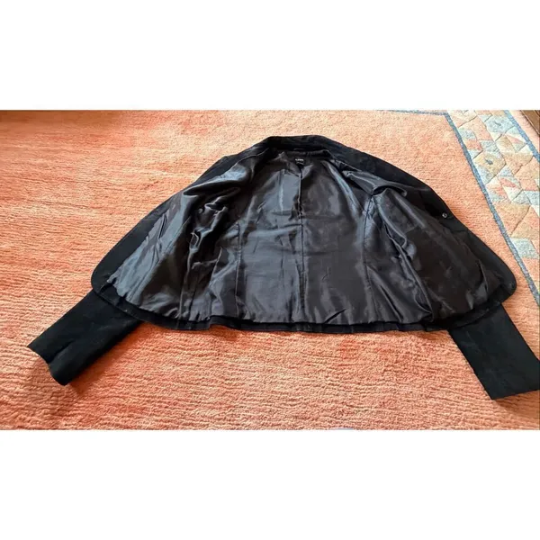 Alfani Black Genuine Suede Leather Blazer Jacket Size L - Image 6
