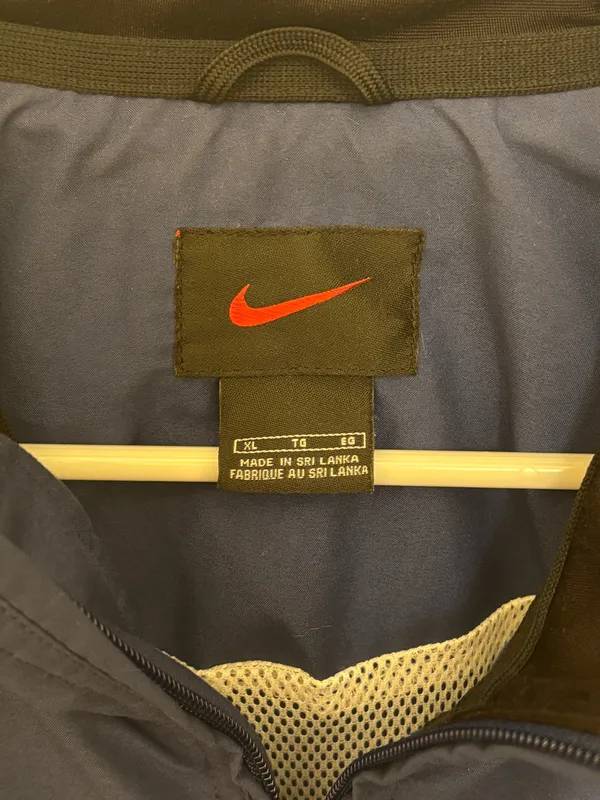 Nike Blue and Black Windbreaker White Stripe 90s Performance Jacket - Image 5