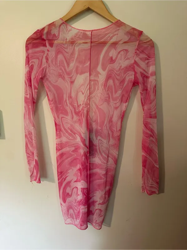 NWT Naked Wardrobe swim Back on the Low swim cover up dress pink - Image 3
