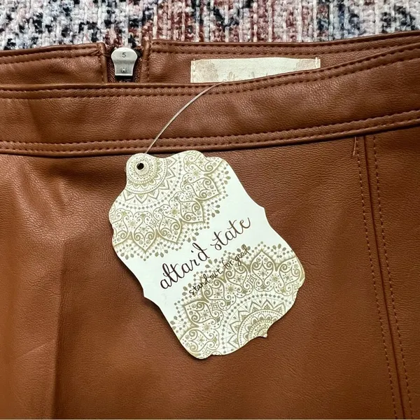 NWT Altar’d State Camel Brown Faux Leather Mini Skirt Size Large - Image 2