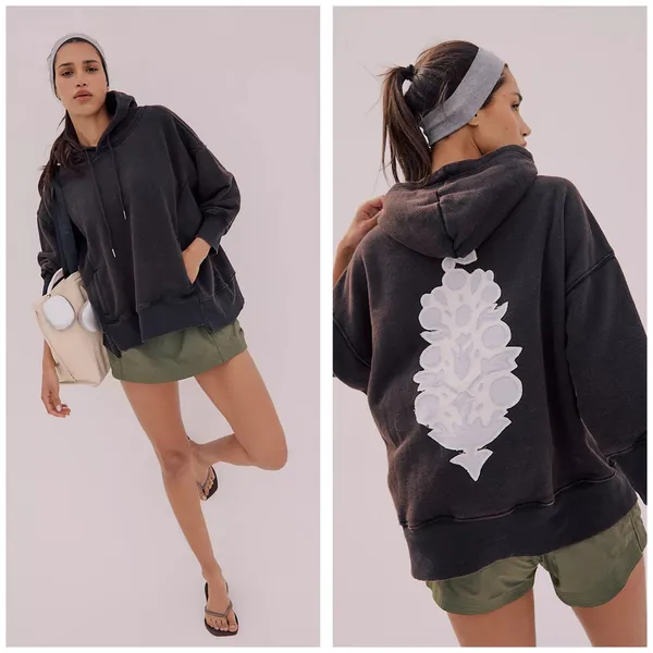 Free People Movement Sprint To The Finish Logo Hoodie Sweatshirt Size Medium - Image 11