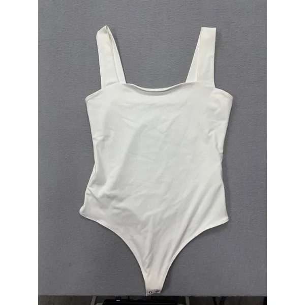 Abercrombie & Fitch‎ Bodysuit Large Soft A&F Collection White Square Neck Thong - Image 2