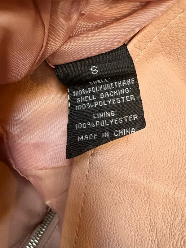 Baccini S Blush Pink Faux Leather Peplum Moto Jacket 2010s - Image 6