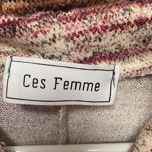 Ces Femme Multicolor Cowl Neck Sweater Brown Size L - Image 3