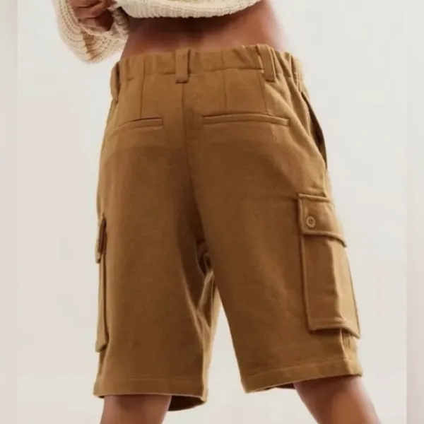 NWOT Free People Charli Wool‎ Longline Cargo Shorts Brown Small Street Style - Image 11
