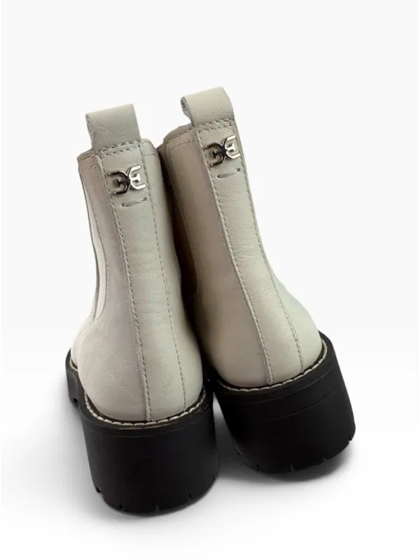 -Sam Edelman Justina Lug Sole Chelsea Boots Womens Size 6.5 Ivory Leather Ankle - Image 3