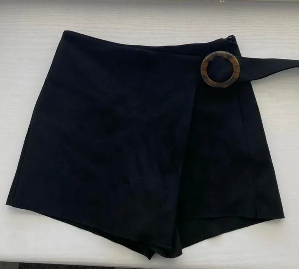 ZARA Suede Black Envelope Skort - Image 2