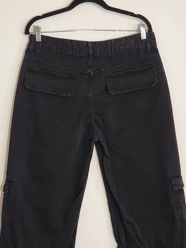 Zara Black Wide Leg Cargo Pants Size 10 - Image 4