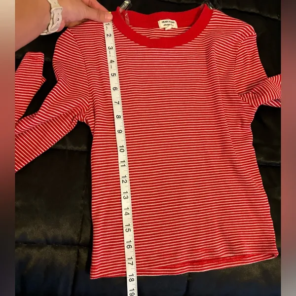 Heart & Hips Red Striped Cropped Long Sleeve Top Size Small - Image 6