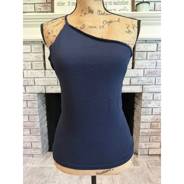 Autumn‎ Cashmere One Shoulder Top Women Small Navy Blue Ribbed Knit Minimalist - Image 2