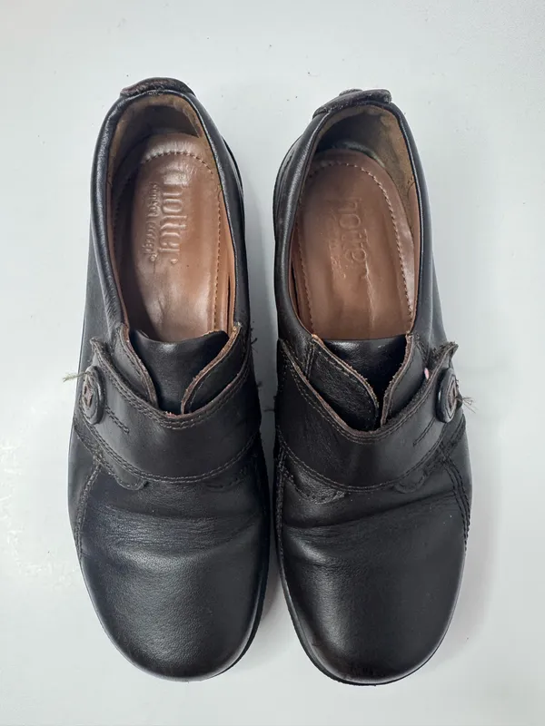 Hotter 'Sugar' Brown Leather Loafers Size 7 Black - Image 2