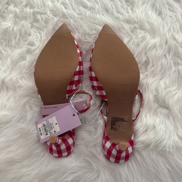 Wild Fable Red Gingham Bow Kitten Heels Size 8 - Image 5
