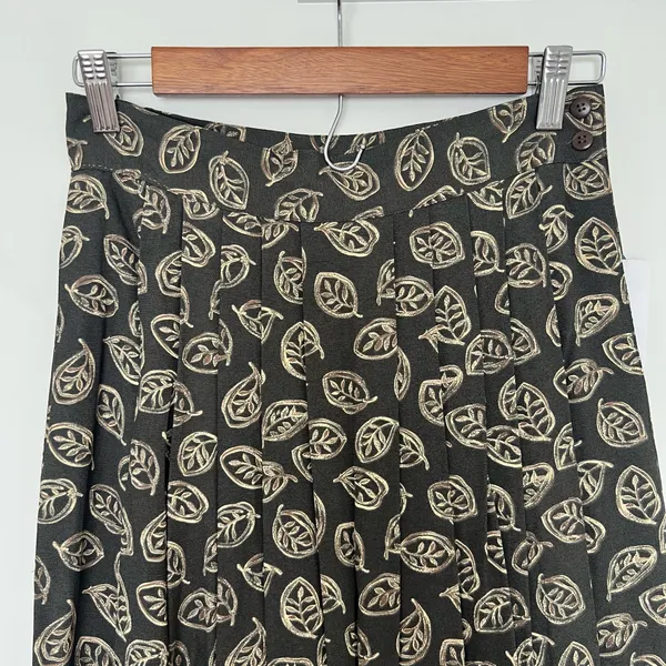 Vintage Deadstock Rena Rowan Leafy Pattern Midi Skirt - Image 3