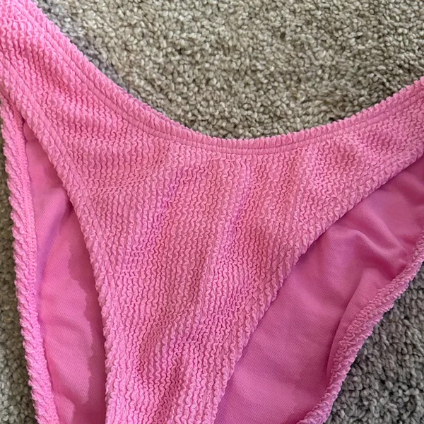 Wild Fable New Pink Ribbed high leg cheeky swim Bikini Bottoms size small - Image 4