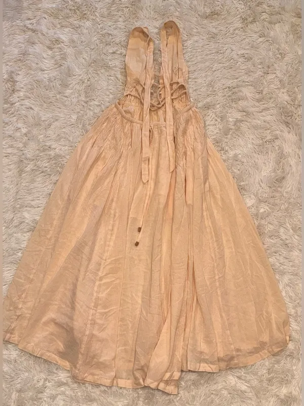 NEW FREE-EST BY FREE PEOPLE ANGEL Plunge Halter Neck ivory MAXI DRESS sz XL - Image 5