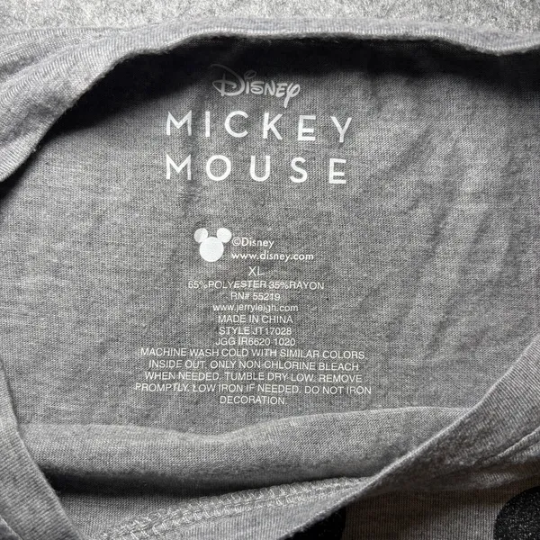 Disney Mickey Mouse XL Graphic T-Shirt Gray Black Cotton Blend - Image 2