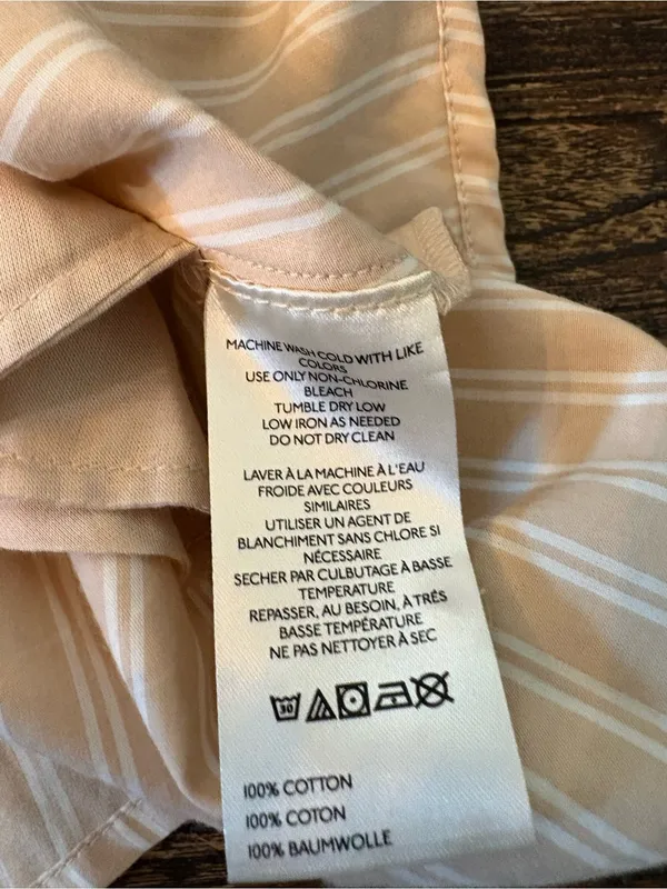 Anthropologie Maeve Faye Shirtdress Womens M Honey Tan Striped Belted Mini - Image 11