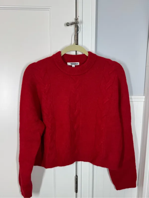 Madewell Crimson red CloudSoft Drop-Shoulder Sweater Size Small Nautical preppy - Image 2