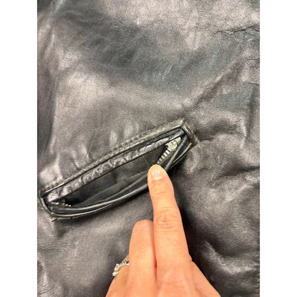 VTG Brooks Leather Sportswear womens black motorcycle jacket Size M. Made in USA - Image 3