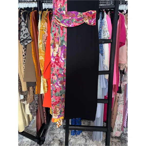 Tuckernuck Cleo Climbing Roses Black Floral Panel Jersey Midi Dress Large New - Image 5