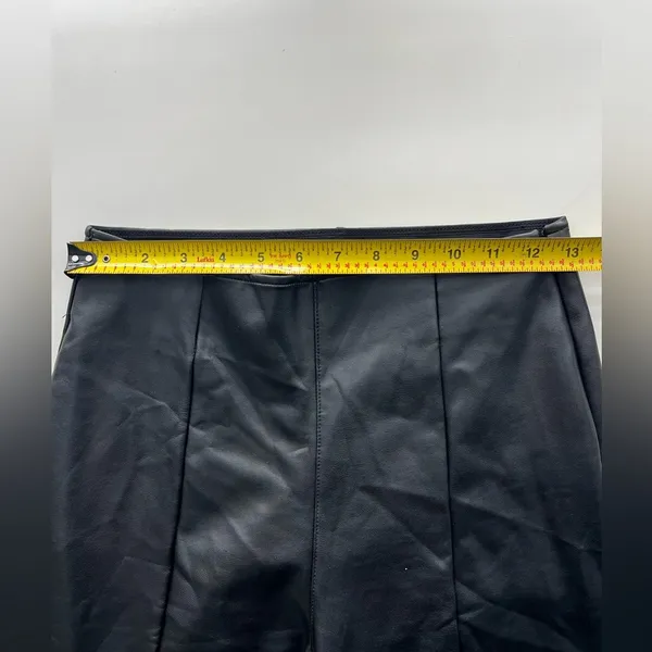 Abercrombie & fitch black vegan leather flare pants Curve Love side slits S - Image 8