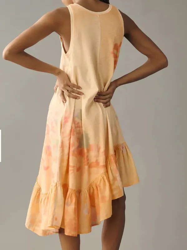 Daily Practice by Anthropologie Printed Asymmetrical Ruffle-Hem Dress NWT XS - Image 2