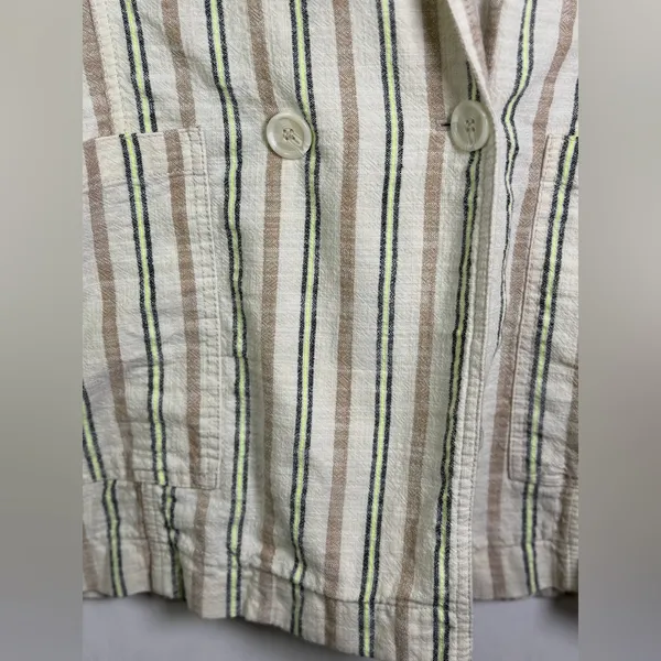 Maeve by Anthropologie Women’s Textured Cotton Stripe Blazer Jacket Relaxed Sz M - Image 3