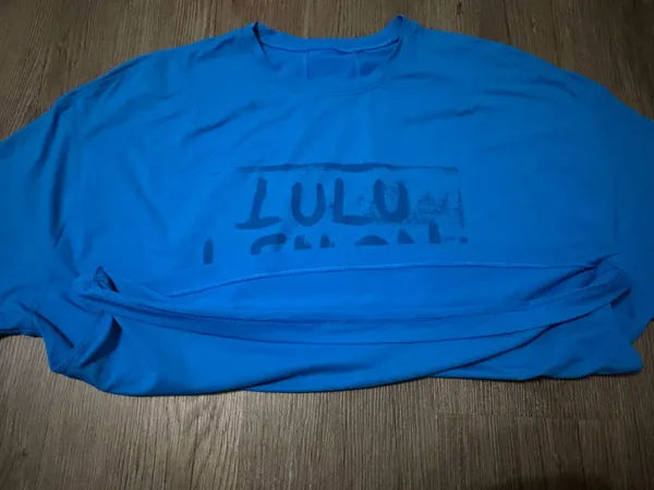 Lululemon blue shirt with letters - Image 4