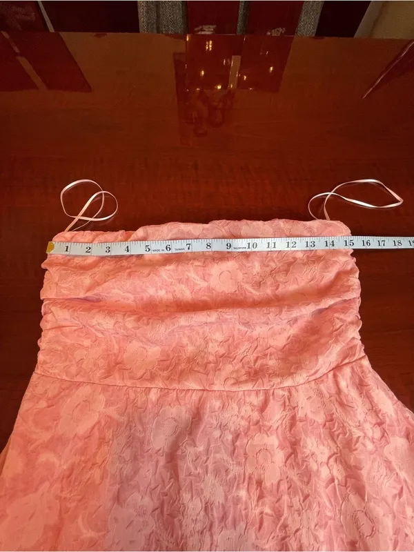 En Elly By Anthropologie Strapless Hi-Low Jacquard Cocktail Dress Pink Floral M - Image 7