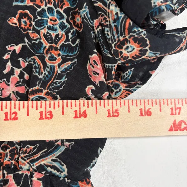 Universal Threads Floral Smocked Tiered Maxi Dress Black Pink Blue Cottagecore XS - Image 4
